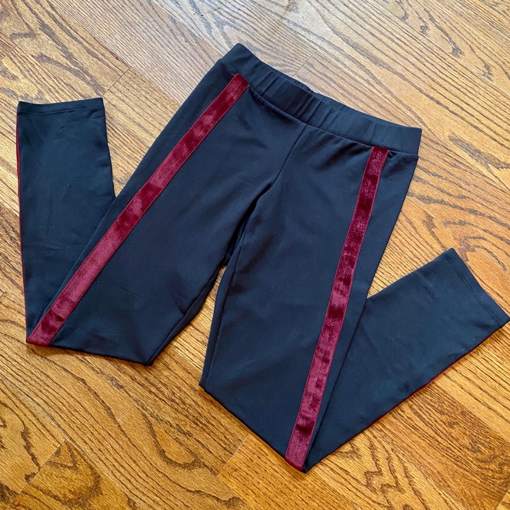 David Learner Velvet Racing Stripe Leggings Sz S